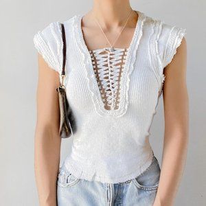 Free People lace up top